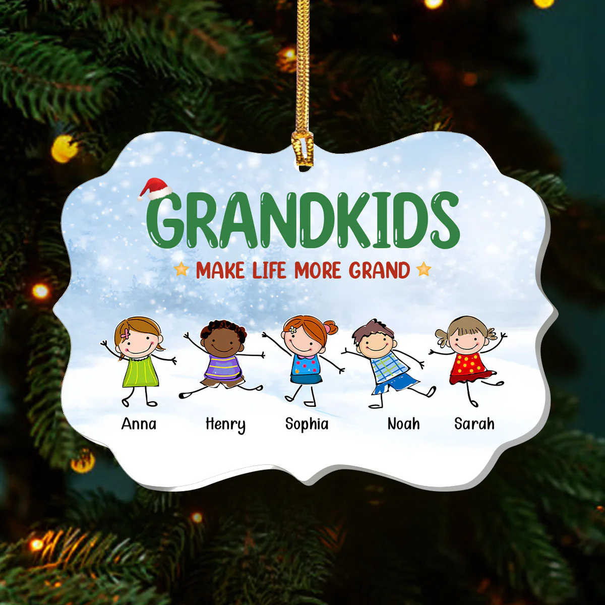 Grandkids Make Life More Grand - Personalized 1-Layer Acrylic Ornament - Image 3