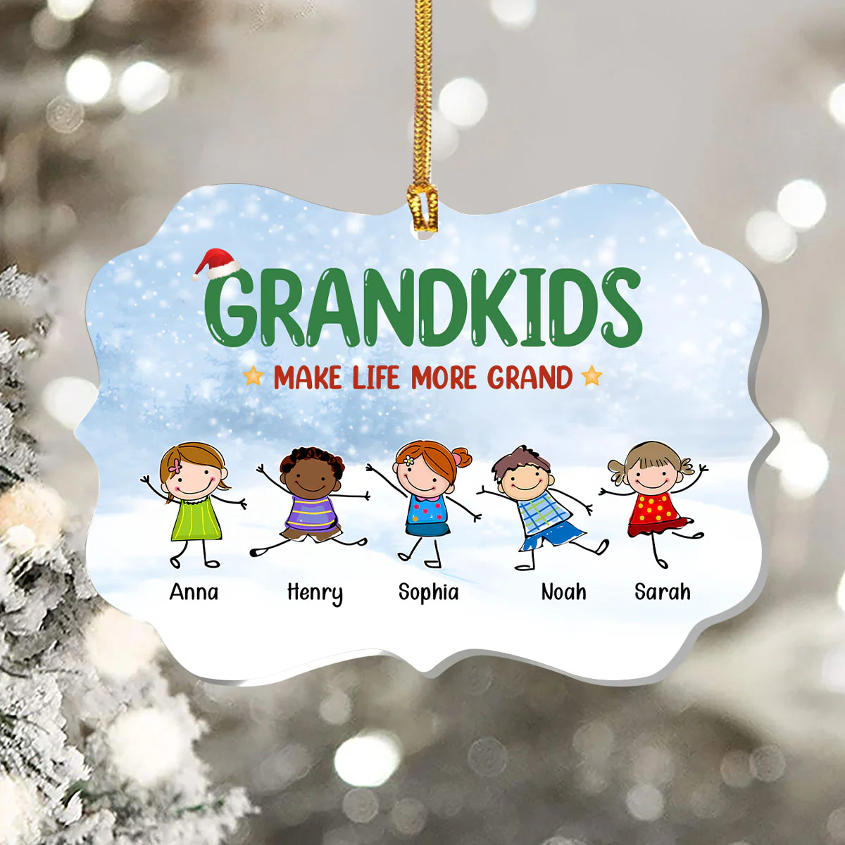 Grandkids Make Life More Grand - Personalized 1-Layer Acrylic Ornament - Image 5