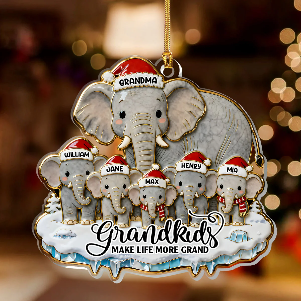 Grandkids Make Life More Grand - Personalized 1-Layer Acrylic Ornament - Image 2