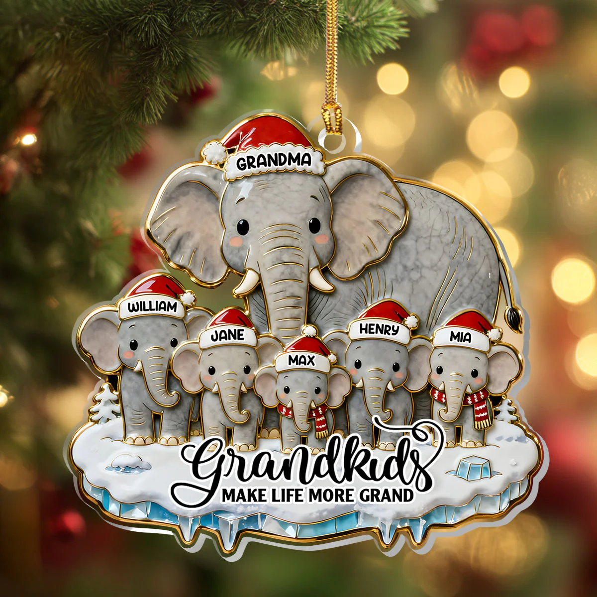 Grandkids Make Life More Grand - Personalized 1-Layer Acrylic Ornament - Image 4
