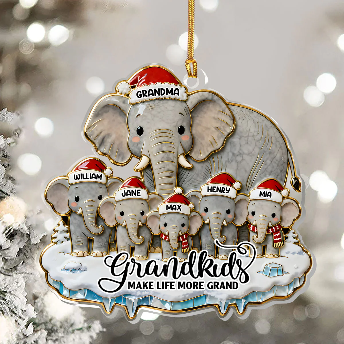 Grandkids Make Life More Grand - Personalized 1-Layer Acrylic Ornament - Image 5