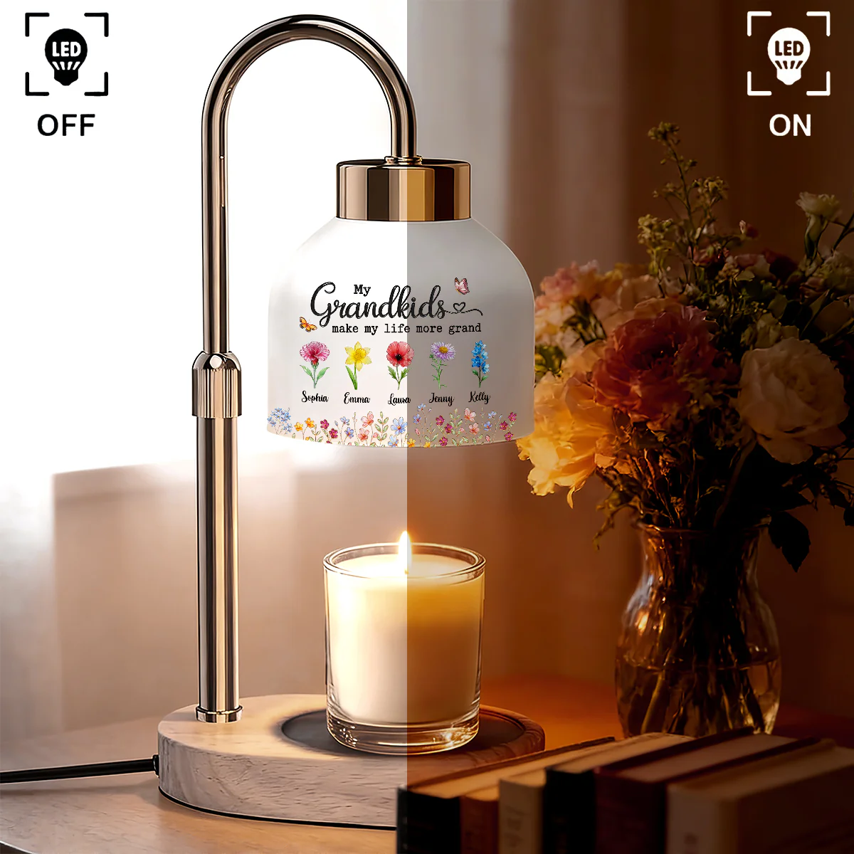 Grandkids Make Life More Grand - Personalized Candle Warmer Lamp - Image 3