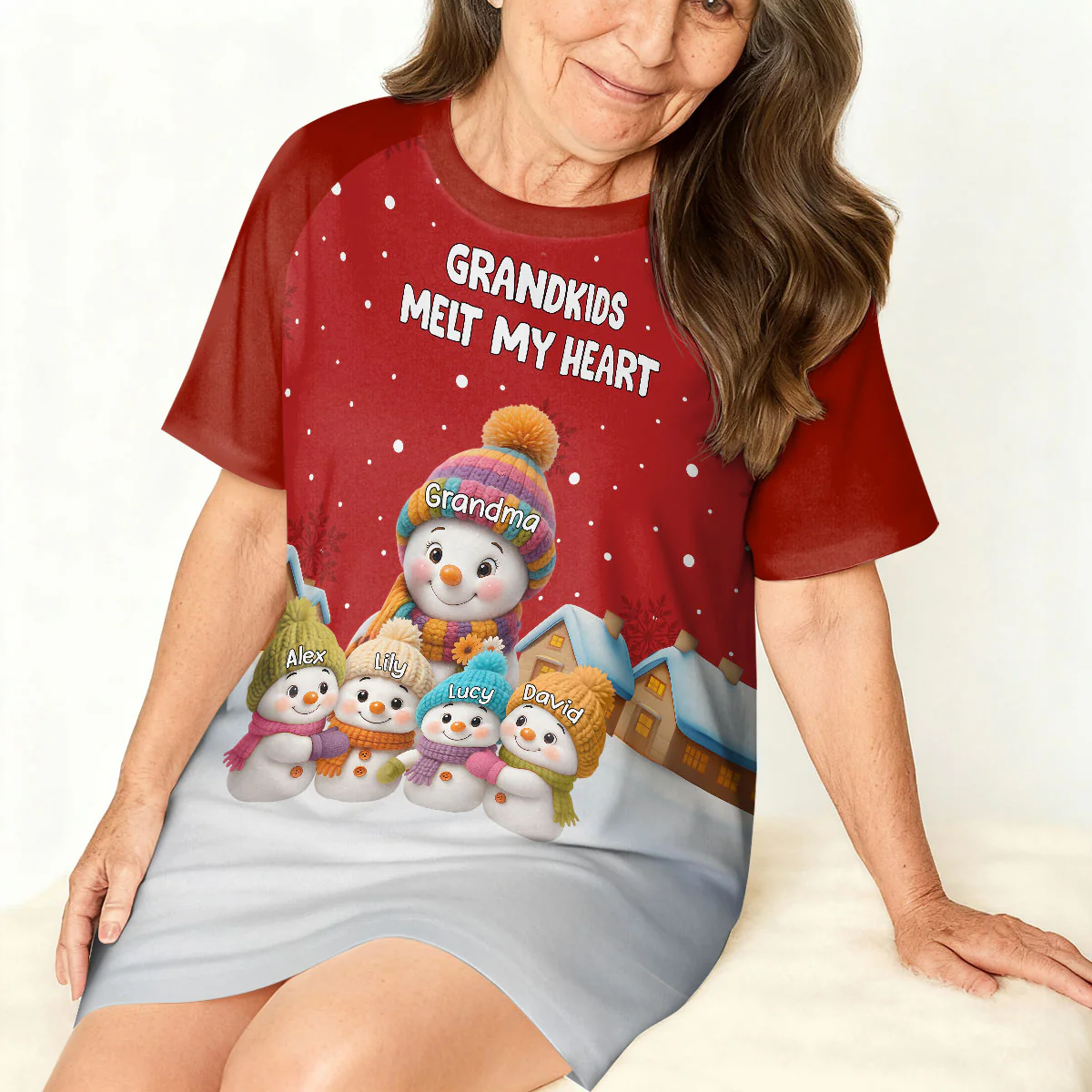 Grandkids Melt My Heart - Personalized Sleep Tee - Image 2