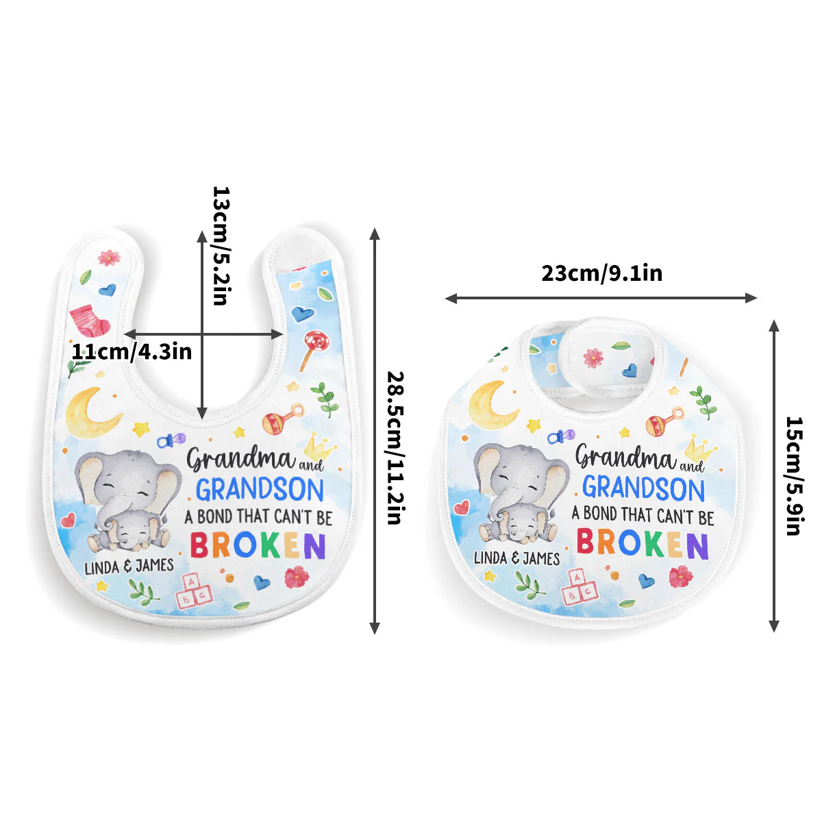 Grandma And Grandkid A Bond That Can't Be Broken - Personalized Baby Bib - Image 4