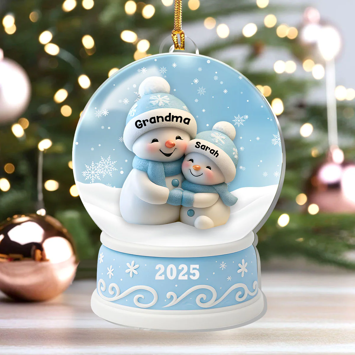 Grandma & Baby Snow - Personalized 1-Layer Acrylic Ornament - Image 4