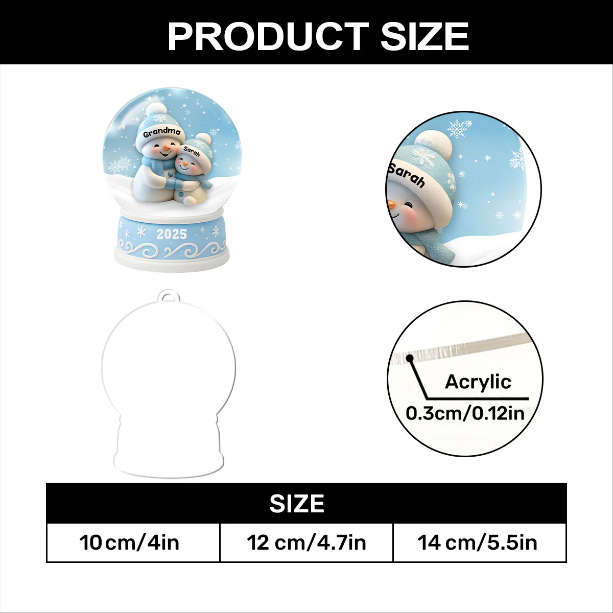 Grandma & Baby Snow - Personalized 1-Layer Acrylic Ornament - Image 7