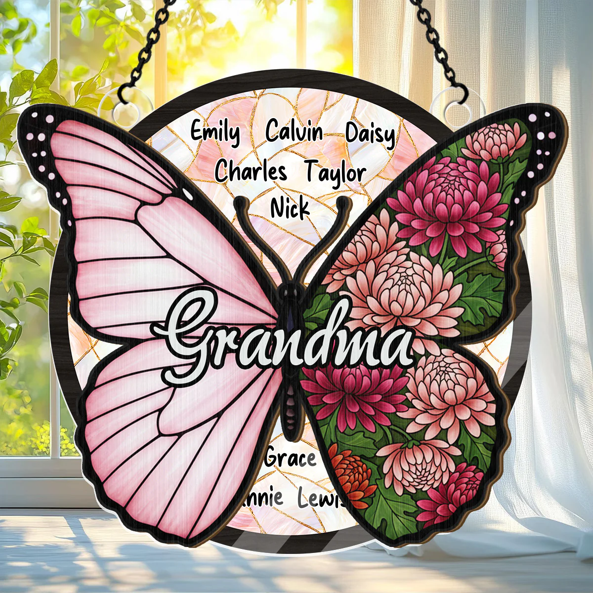 Grandma Birth Month Butterfly - Personalized Window Hanging Suncatcher