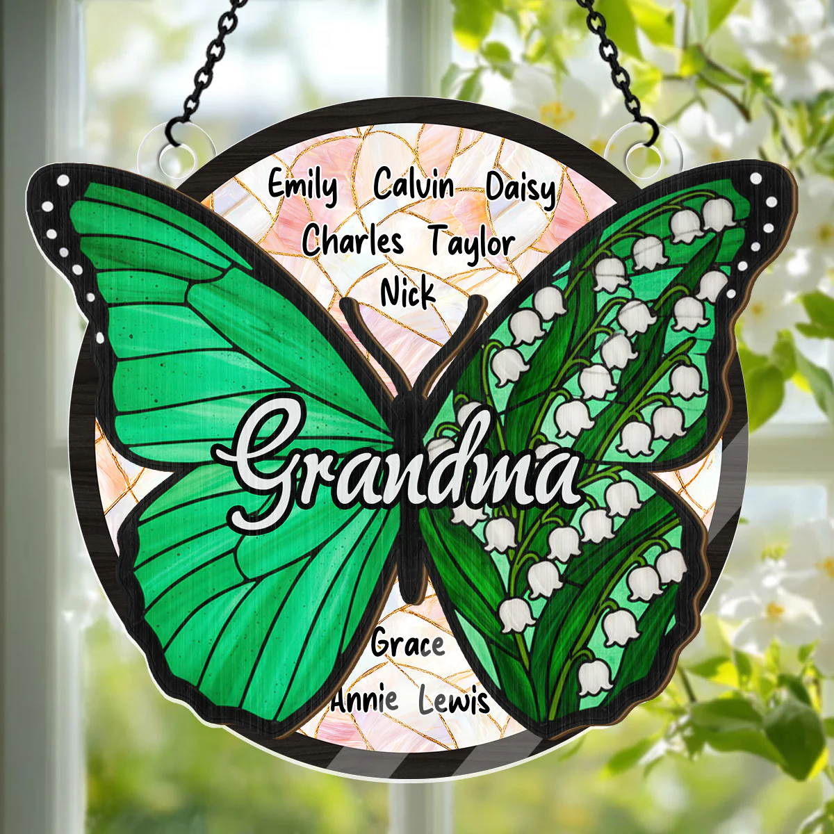 Grandma Birth Month Butterfly - Personalized Window Hanging Suncatcher - Image 6