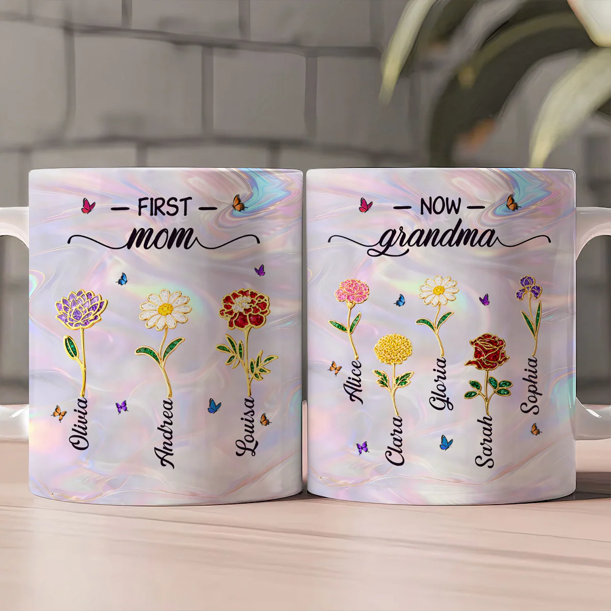 Grandma Birthmonth Flower - Personalized Ceramic Coffee Mug