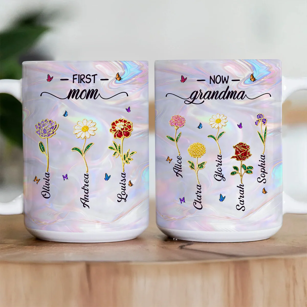 Grandma Birthmonth Flower - Personalized Ceramic Coffee Mug - Image 2