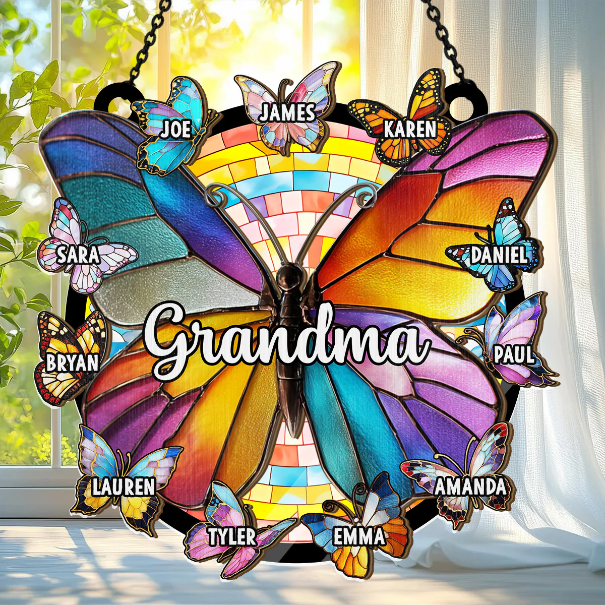 Grandma Butterfly - Personalized Window Hanging Suncatcher