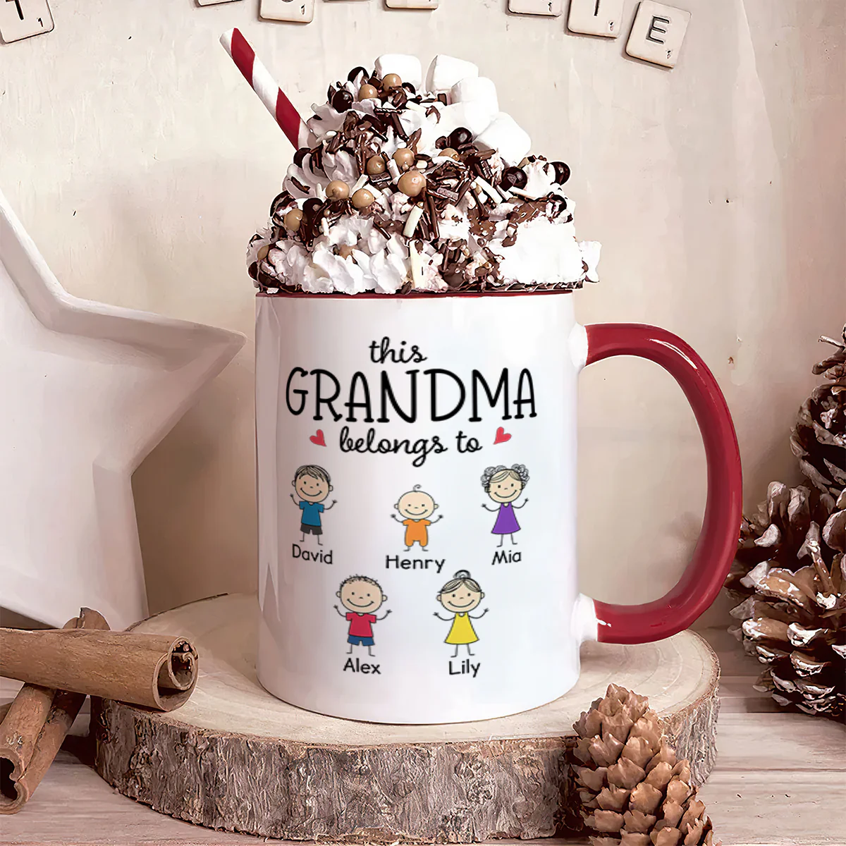 Grandma Is Ours - Personalized Accent Mug - Image 2
