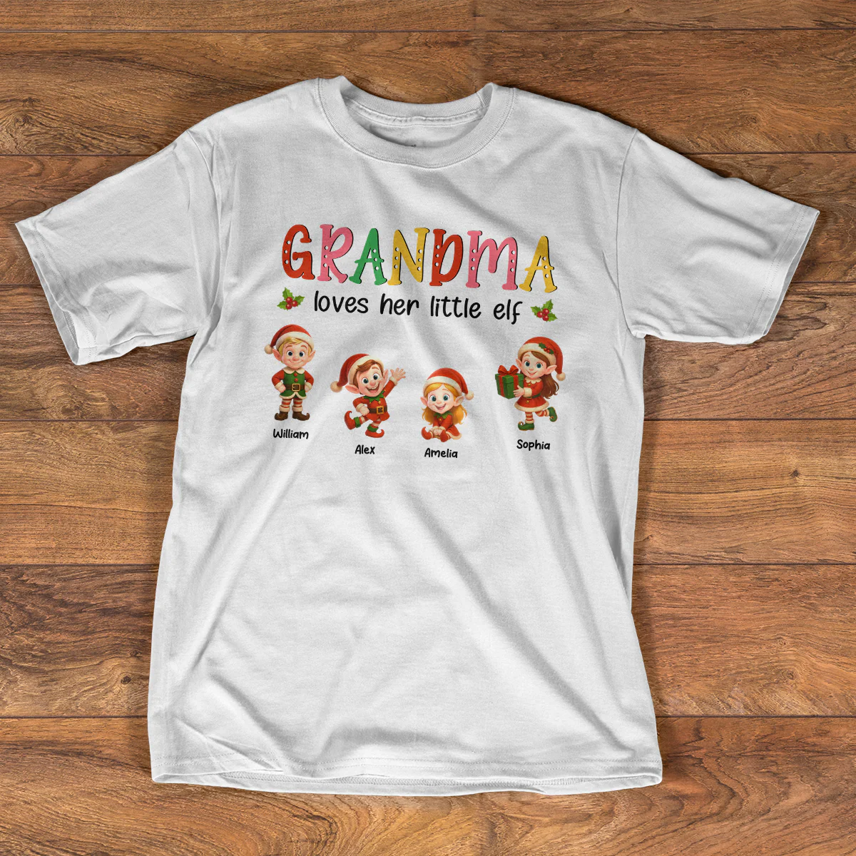 Grandma Loves Her Little Elves - Personalized 2D Unisex T-shirt - Image 2
