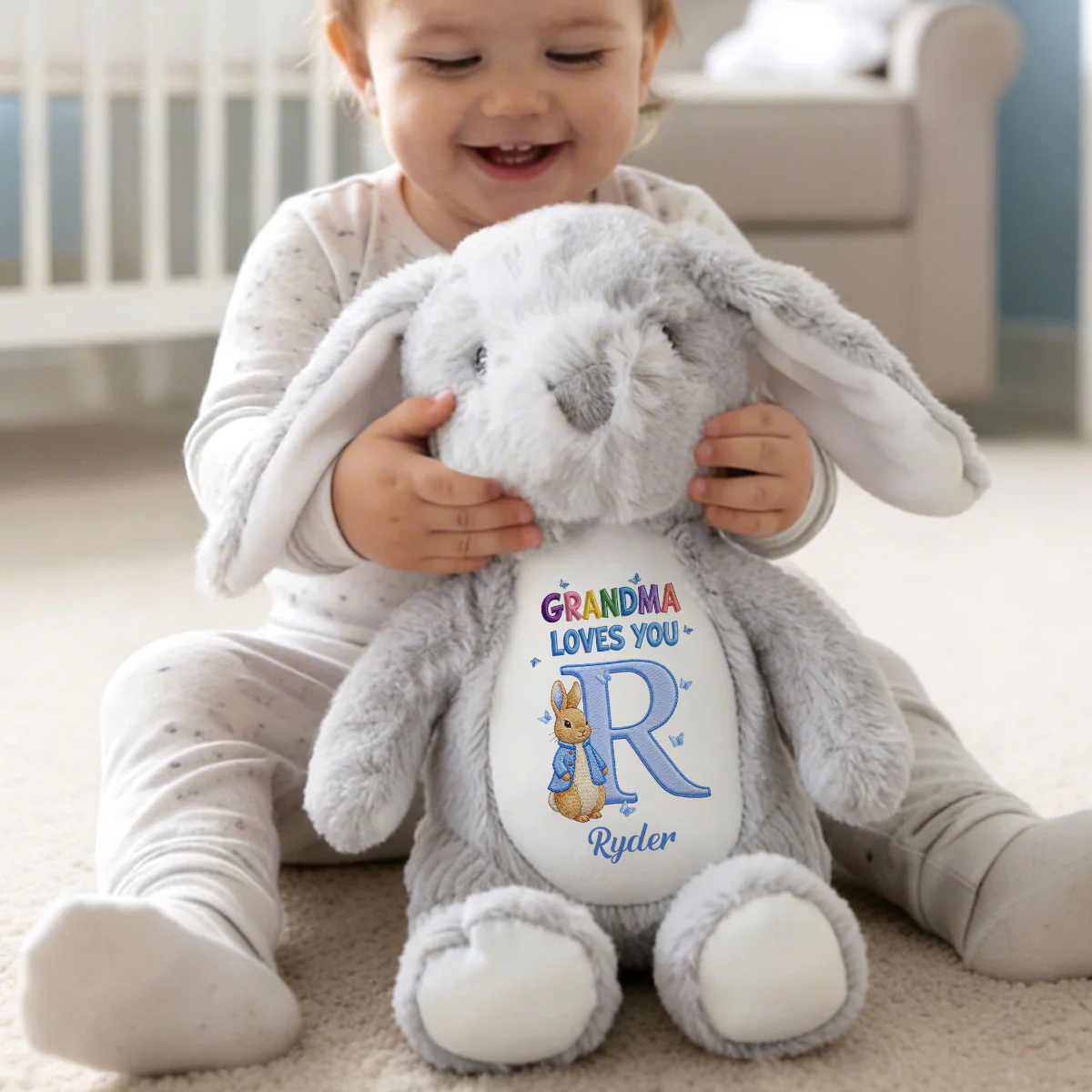 Grandma Loves You Alphabet - Personalized Stuffed Bunny - Image 3
