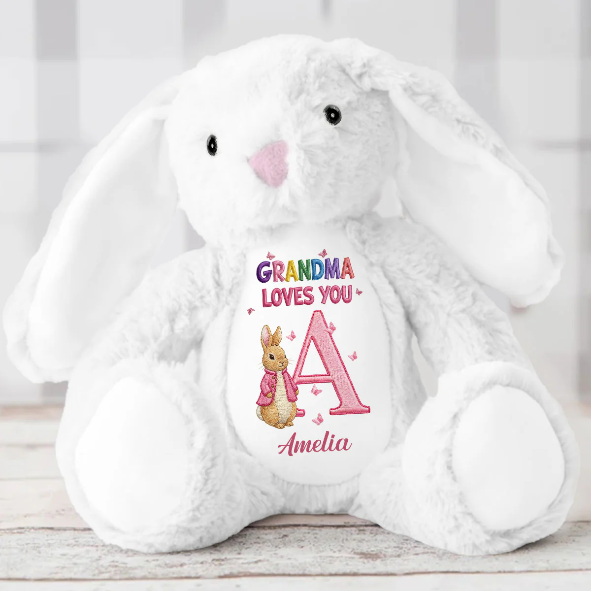 Grandma Loves You Alphabet - Personalized Stuffed Bunny - Image 5