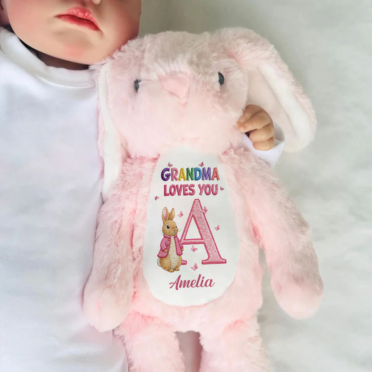Grandma Loves You Alphabet - Personalized Stuffed Bunny - Image 6