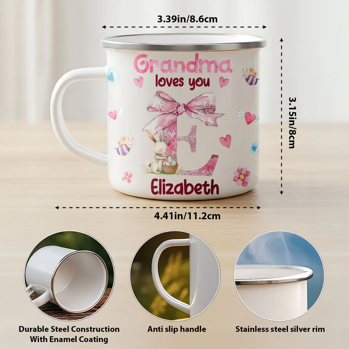 Grandma Loves You - Personalized Enamel Mug - Image 6