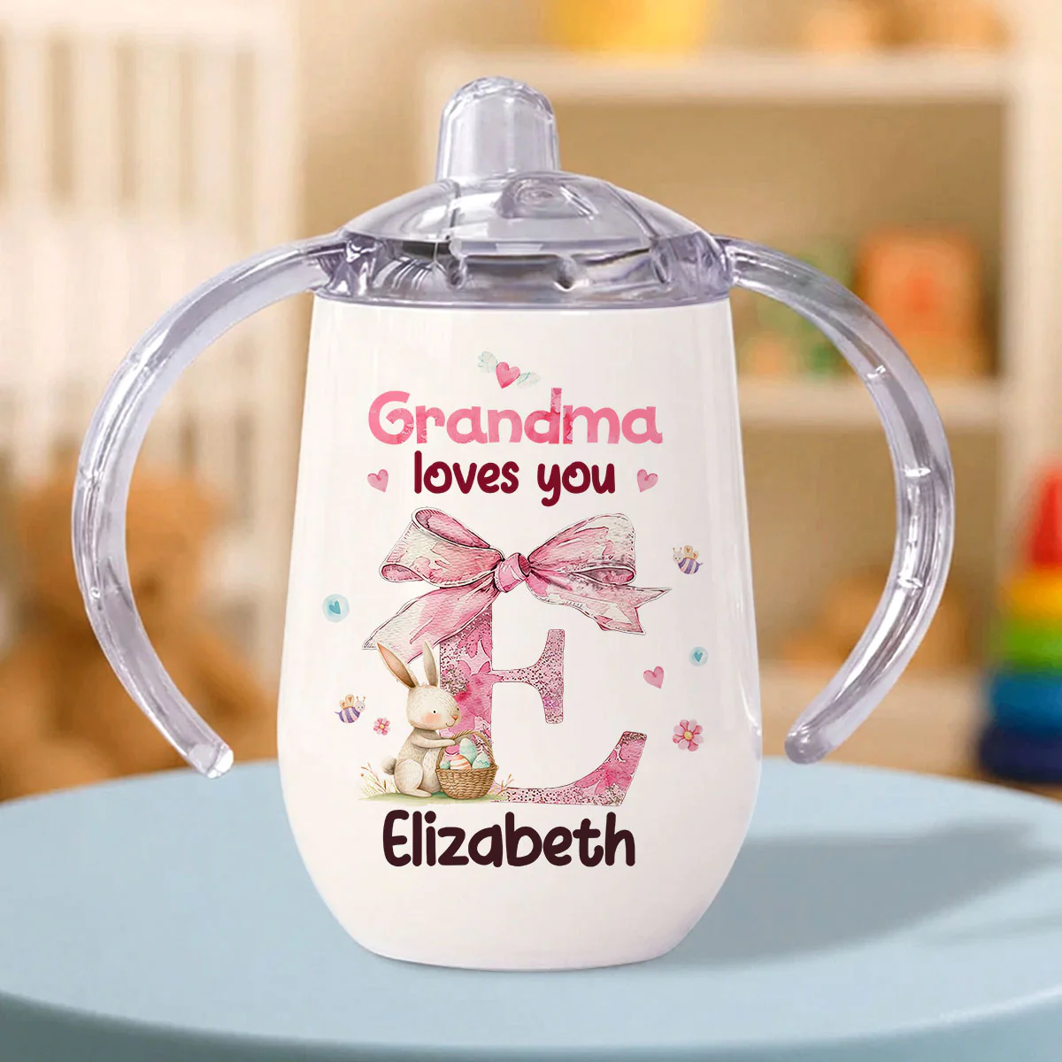 Grandma Loves You - Personalized Sippy Cup With Handles