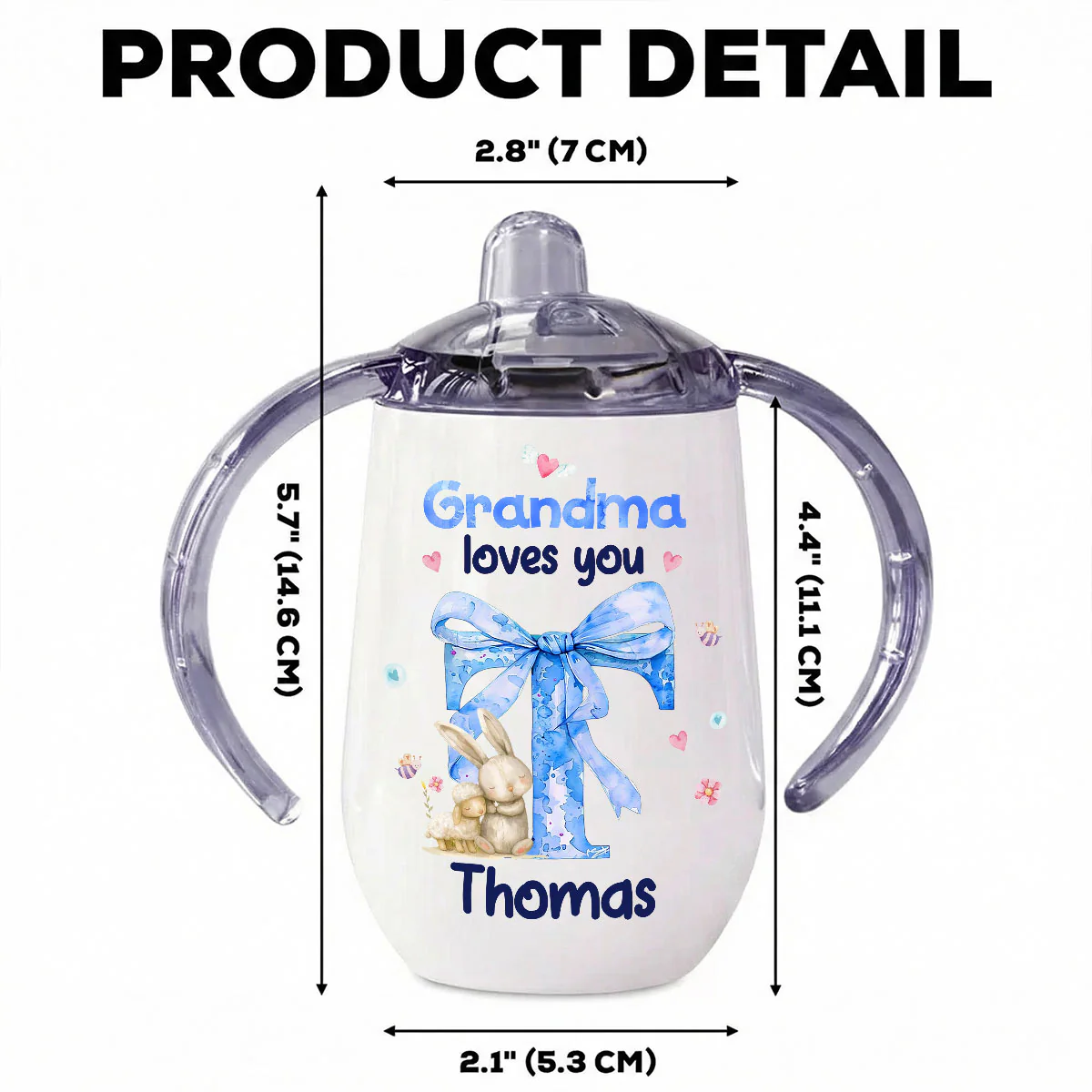 Grandma Loves You - Personalized Sippy Cup With Handles - Image 4