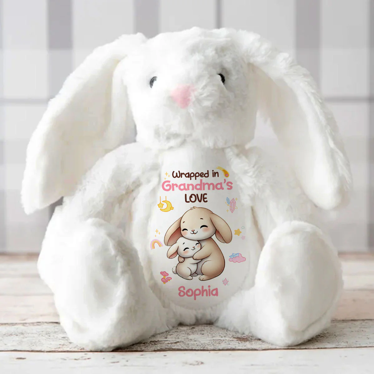 Grandma Loves You - Personalized Stuffed Bunny - Image 3