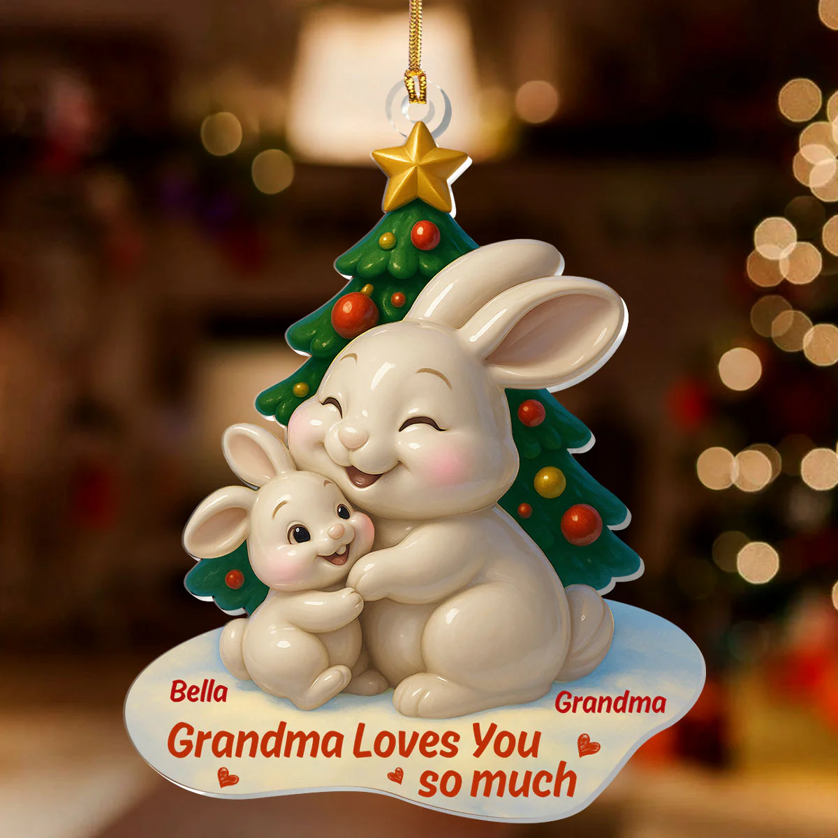 Grandma Loves You So Much  - Personalized 1-Layer Acrylic Ornament - Image 2