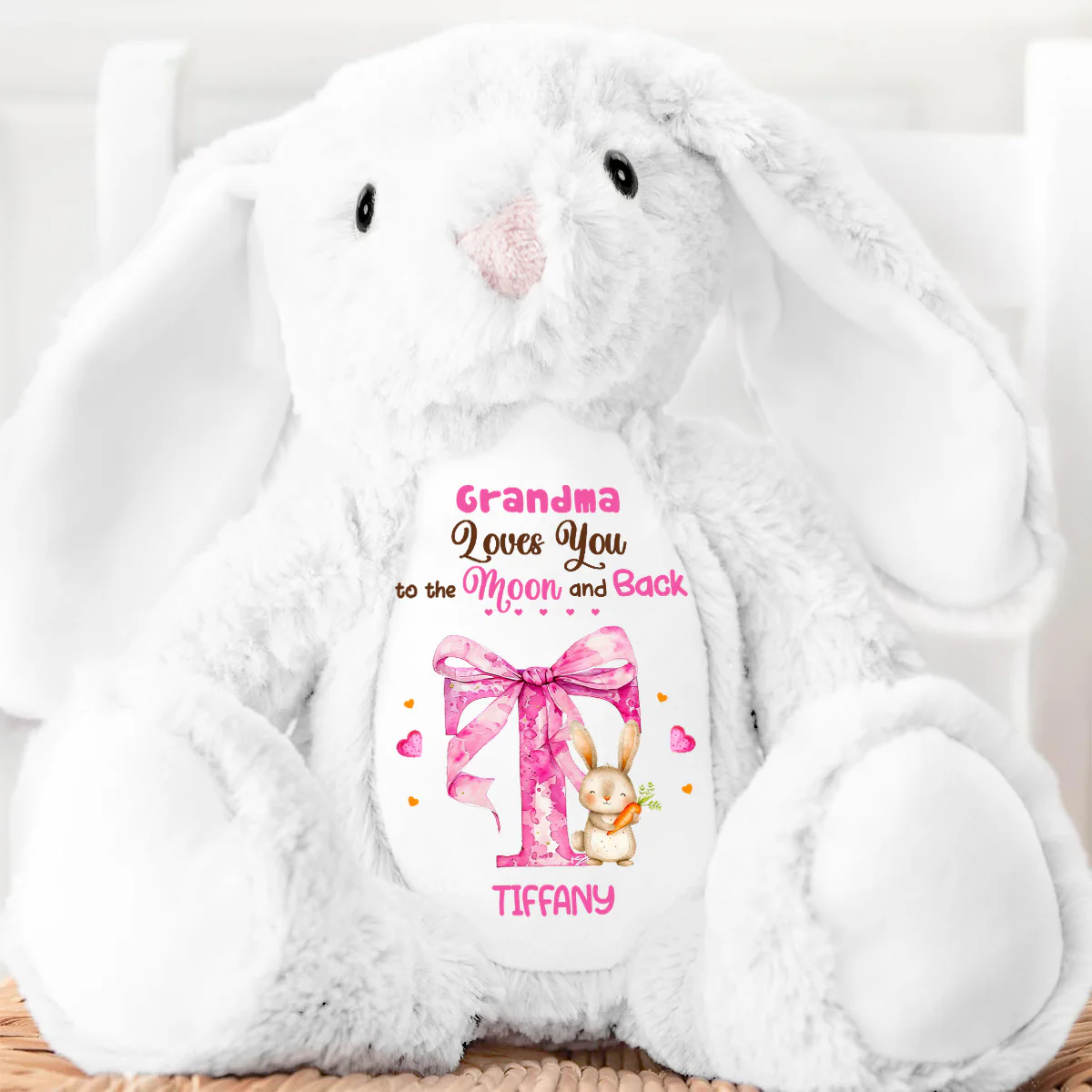 Grandma Loves You To The Moon And Back - Personalized Stuffed Bunny