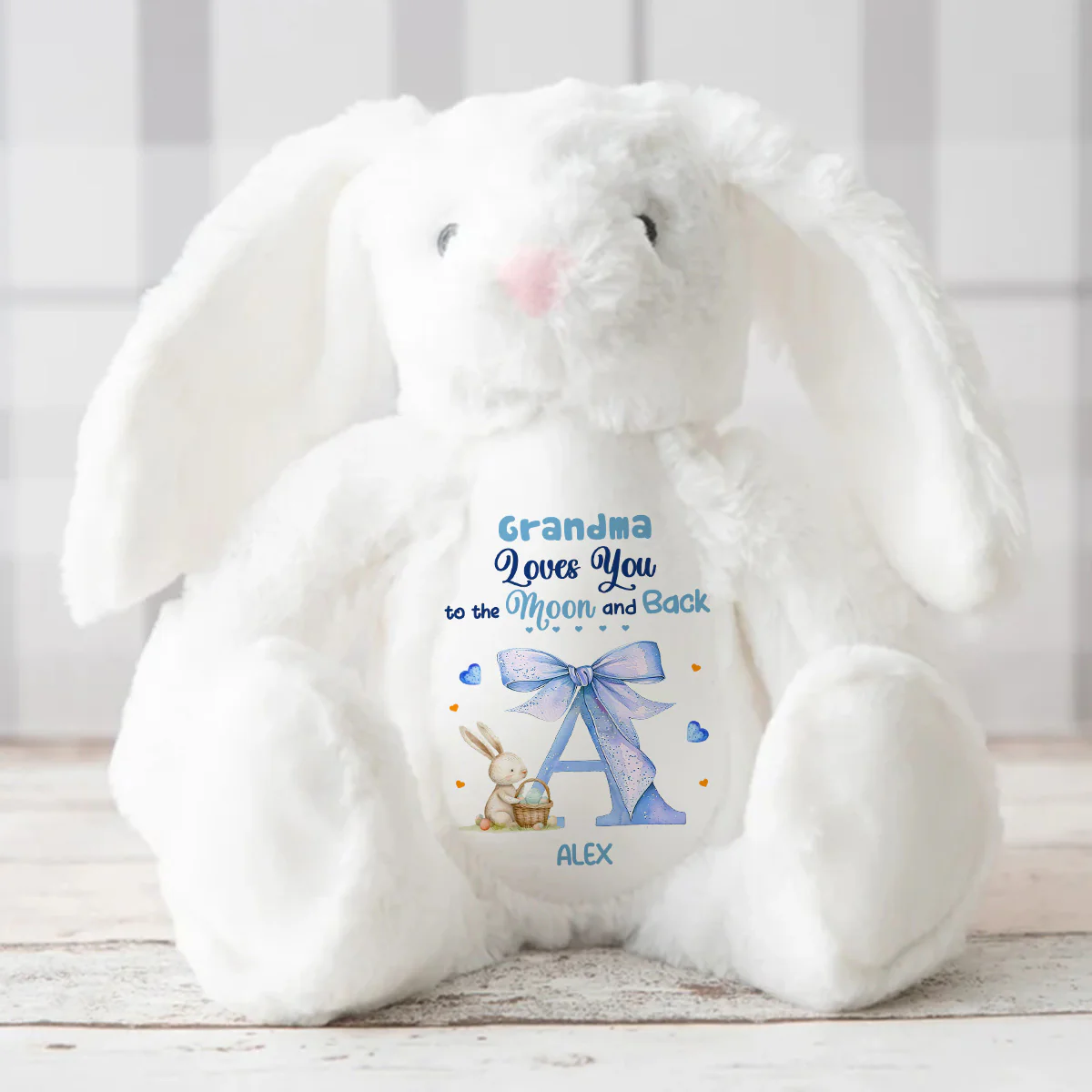 Grandma Loves You To The Moon And Back - Personalized Stuffed Bunny - Image 3
