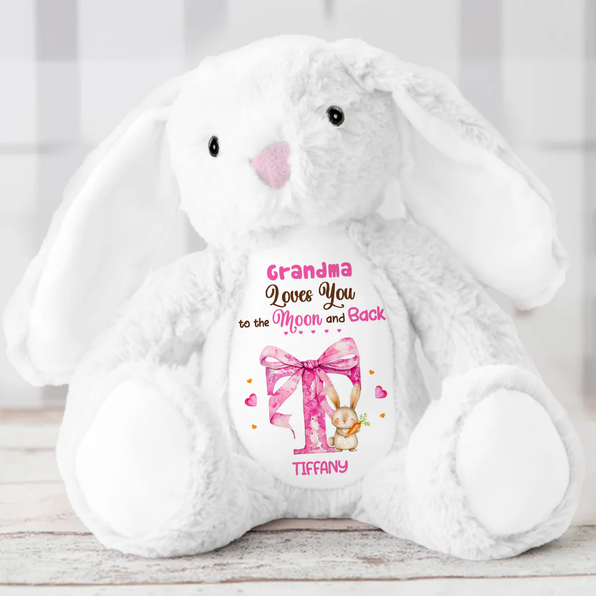 Grandma Loves You To The Moon And Back - Personalized Stuffed Bunny - Image 5