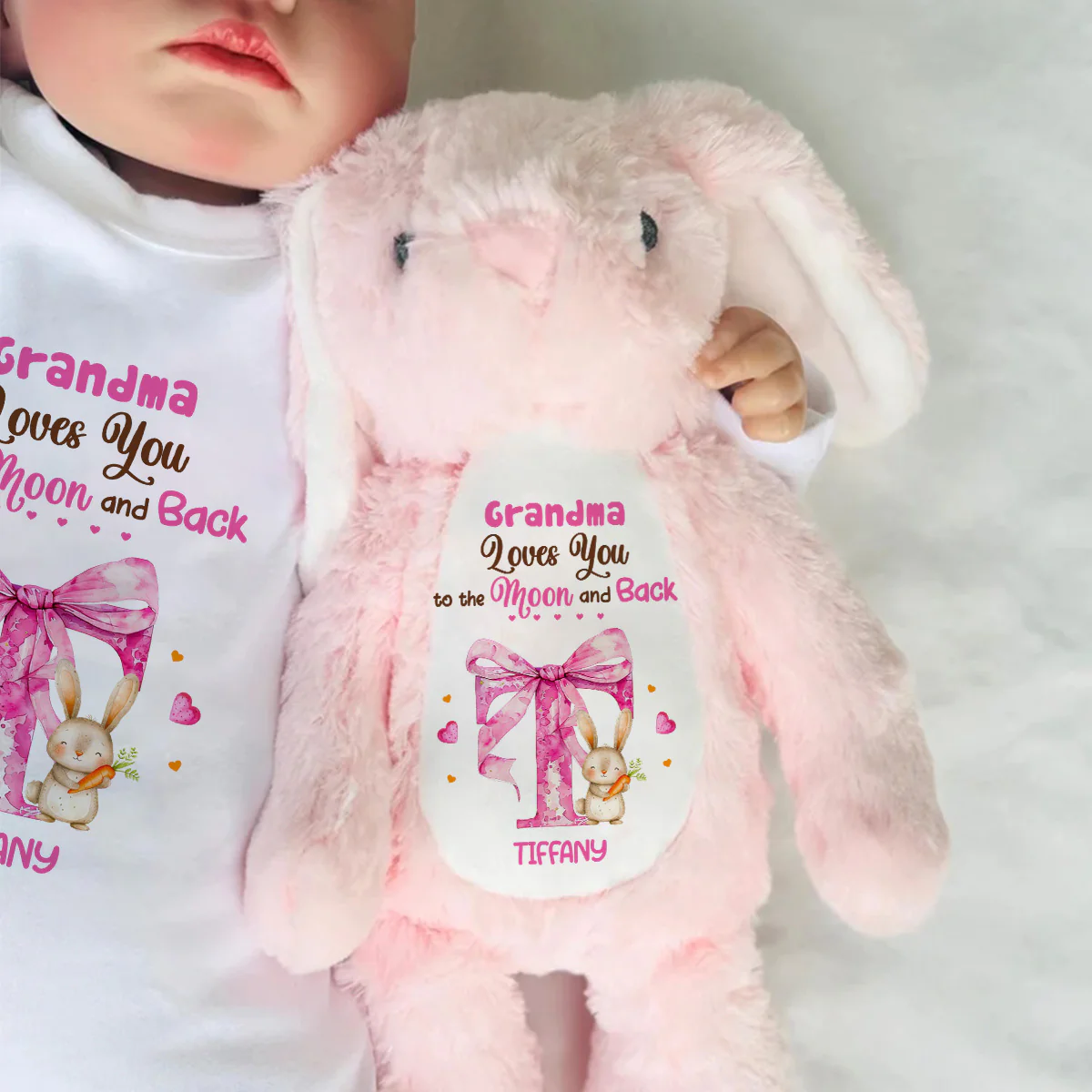 Grandma Loves You To The Moon And Back - Personalized Stuffed Bunny - Image 6