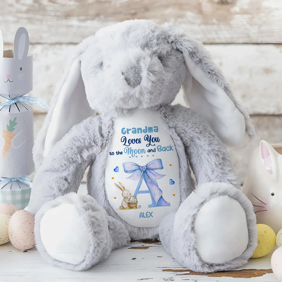 Grandma Loves You To The Moon And Back - Personalized Stuffed Bunny - Image 8