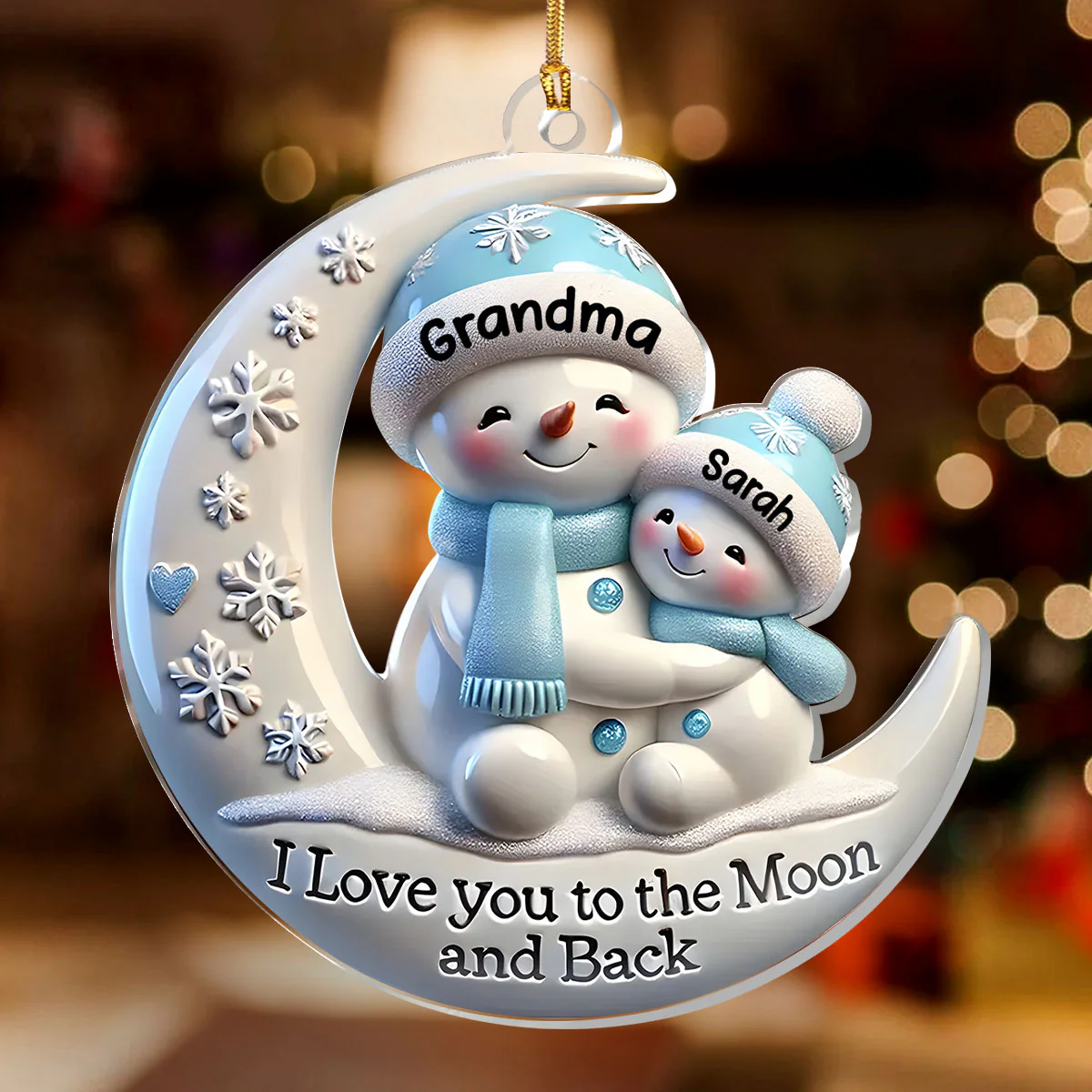 Grandma & Me Moonlight Snuggle - Personalized 1-Layer Acrylic Ornament - Image 2