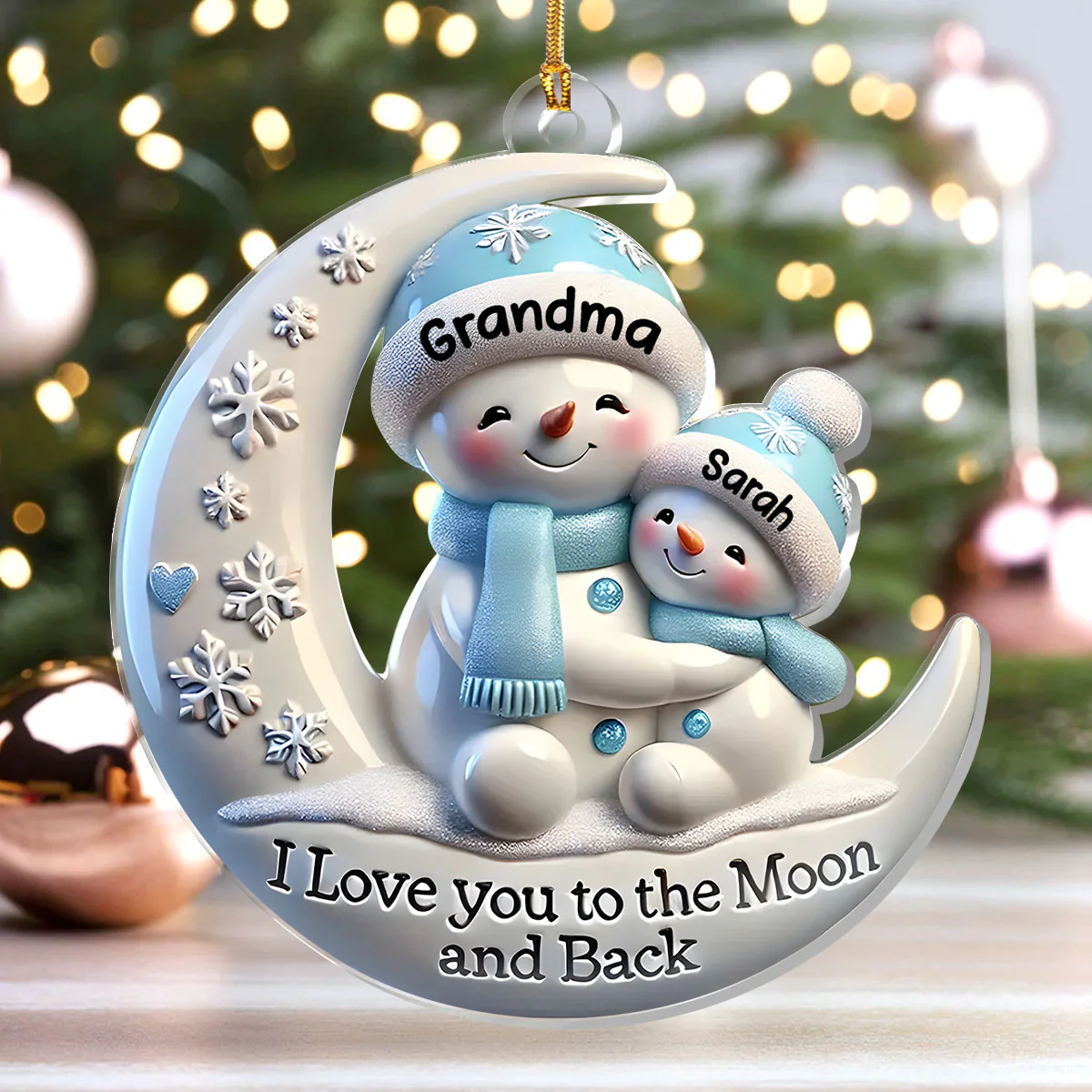 Grandma & Me Moonlight Snuggle - Personalized 1-Layer Acrylic Ornament - Image 4