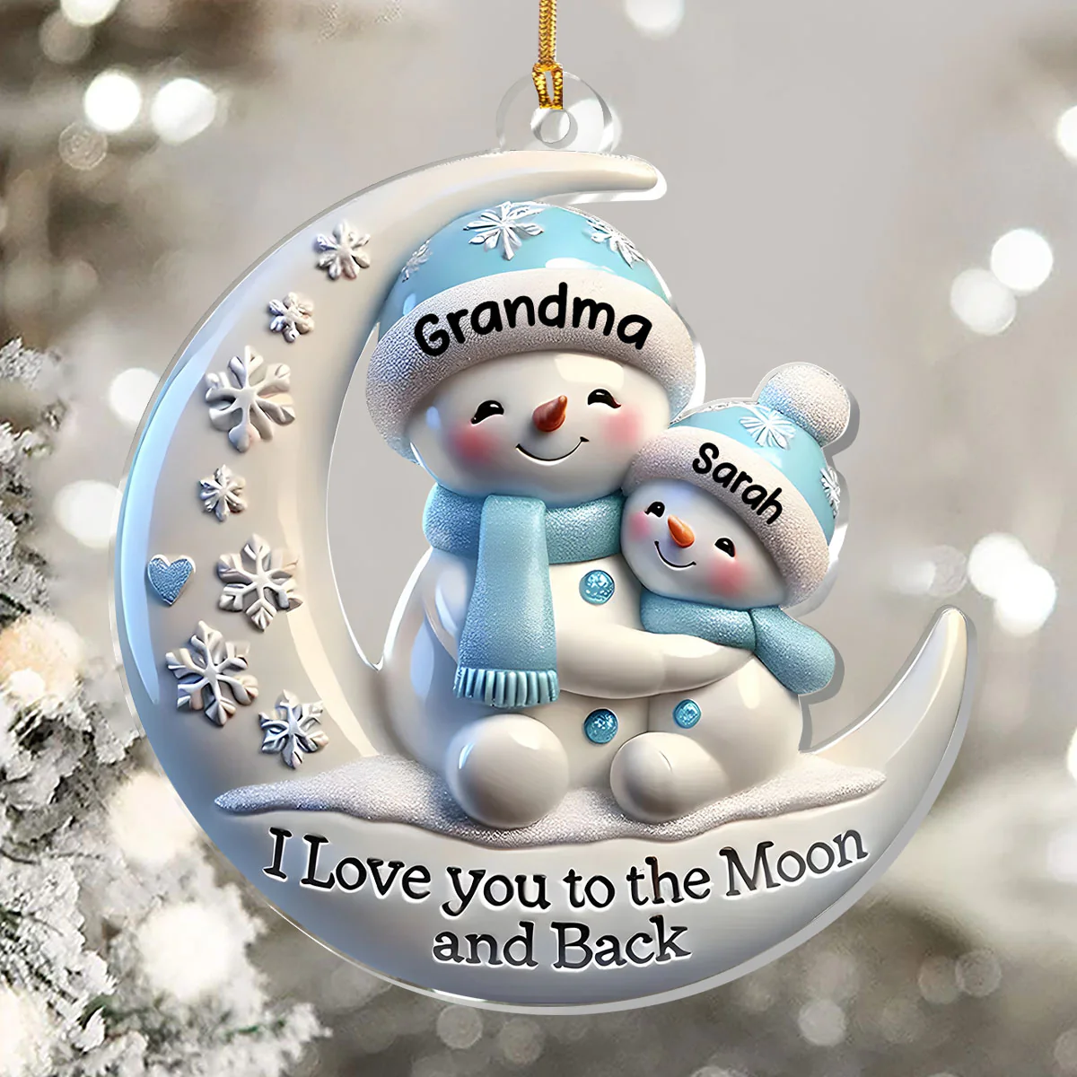 Grandma & Me Moonlight Snuggle - Personalized 1-Layer Acrylic Ornament - Image 5