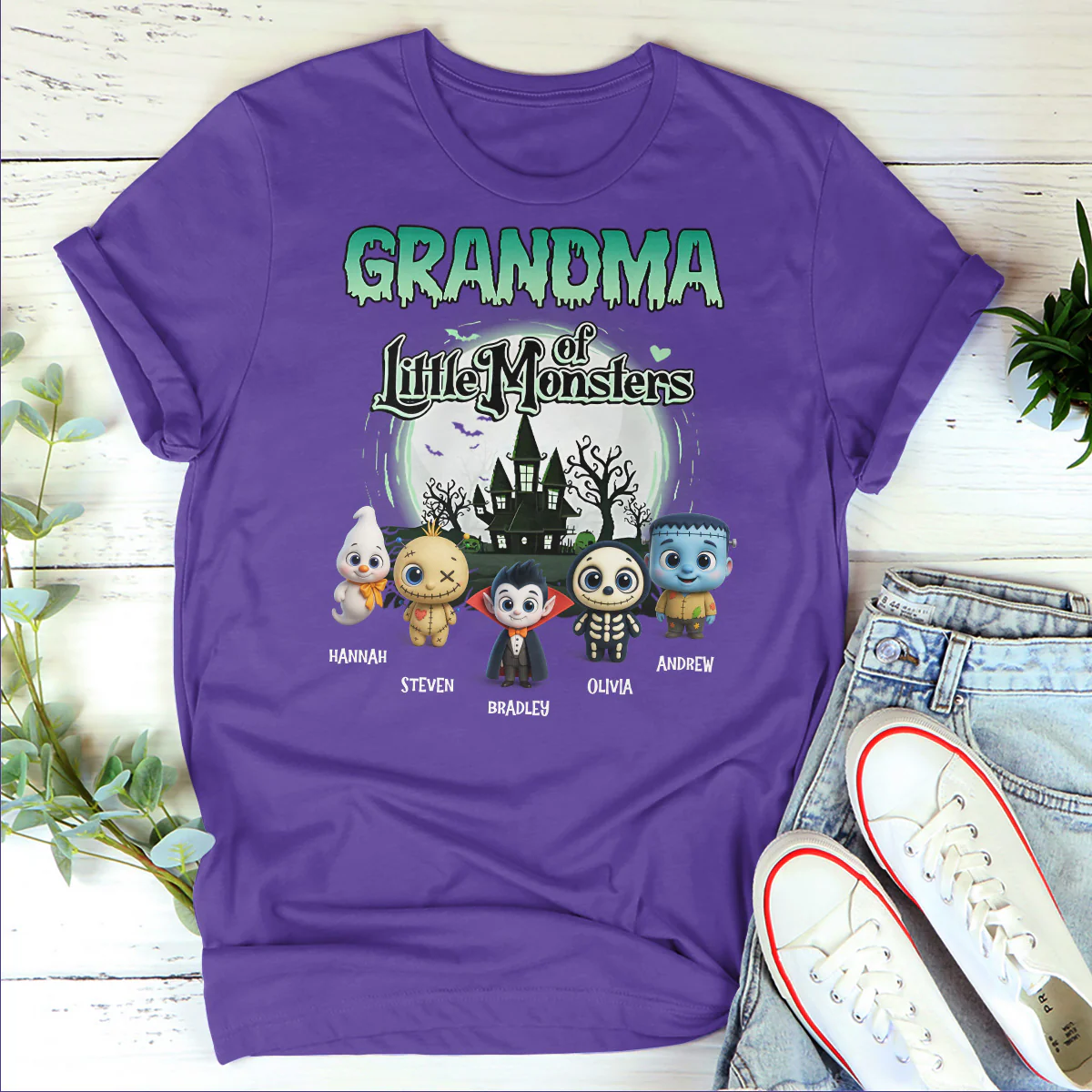 Grandma Of Little Monsters - Personalized 2D Unisex T-shirt - Image 3