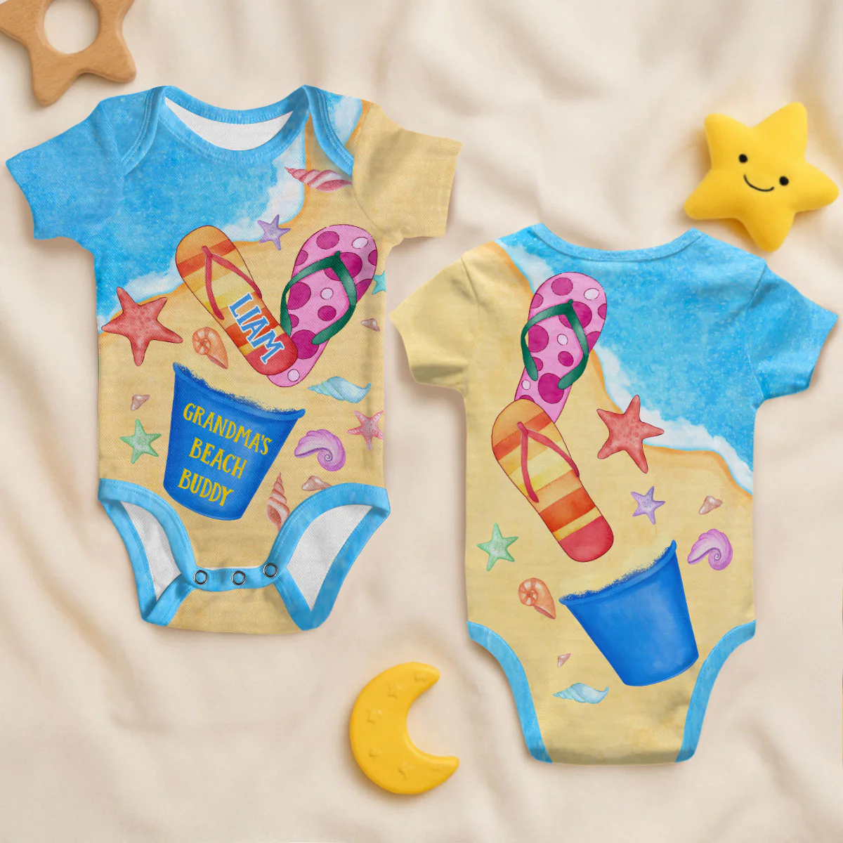 Grandma's Beach Buddy - Personalized All Over Print Onesie