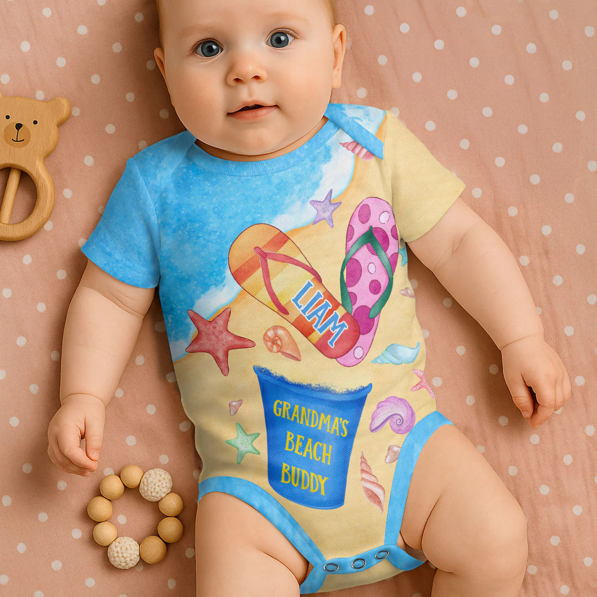 Grandma's Beach Buddy - Personalized All Over Print Onesie - Image 3
