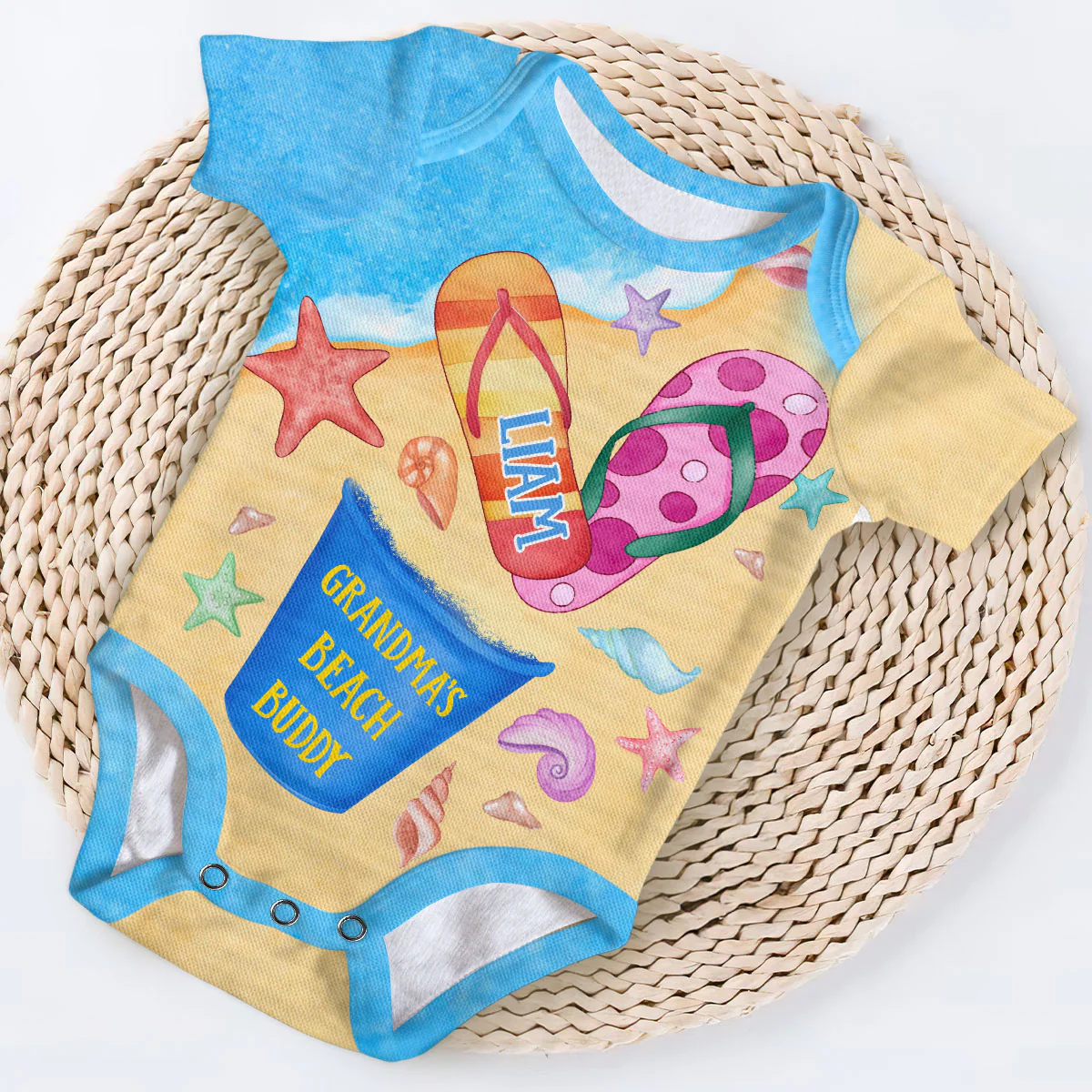 Grandma's Beach Buddy - Personalized All Over Print Onesie - Image 5