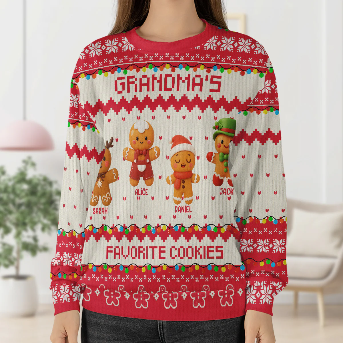 Grandma's favorite Cookies - Personalized Wool Sweater - Image 4