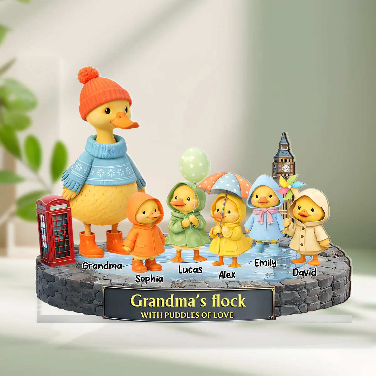 Grandma's Flock With Puddles Of Love - Personalized Custom Shaped Acrylic Plaque - Image 5
