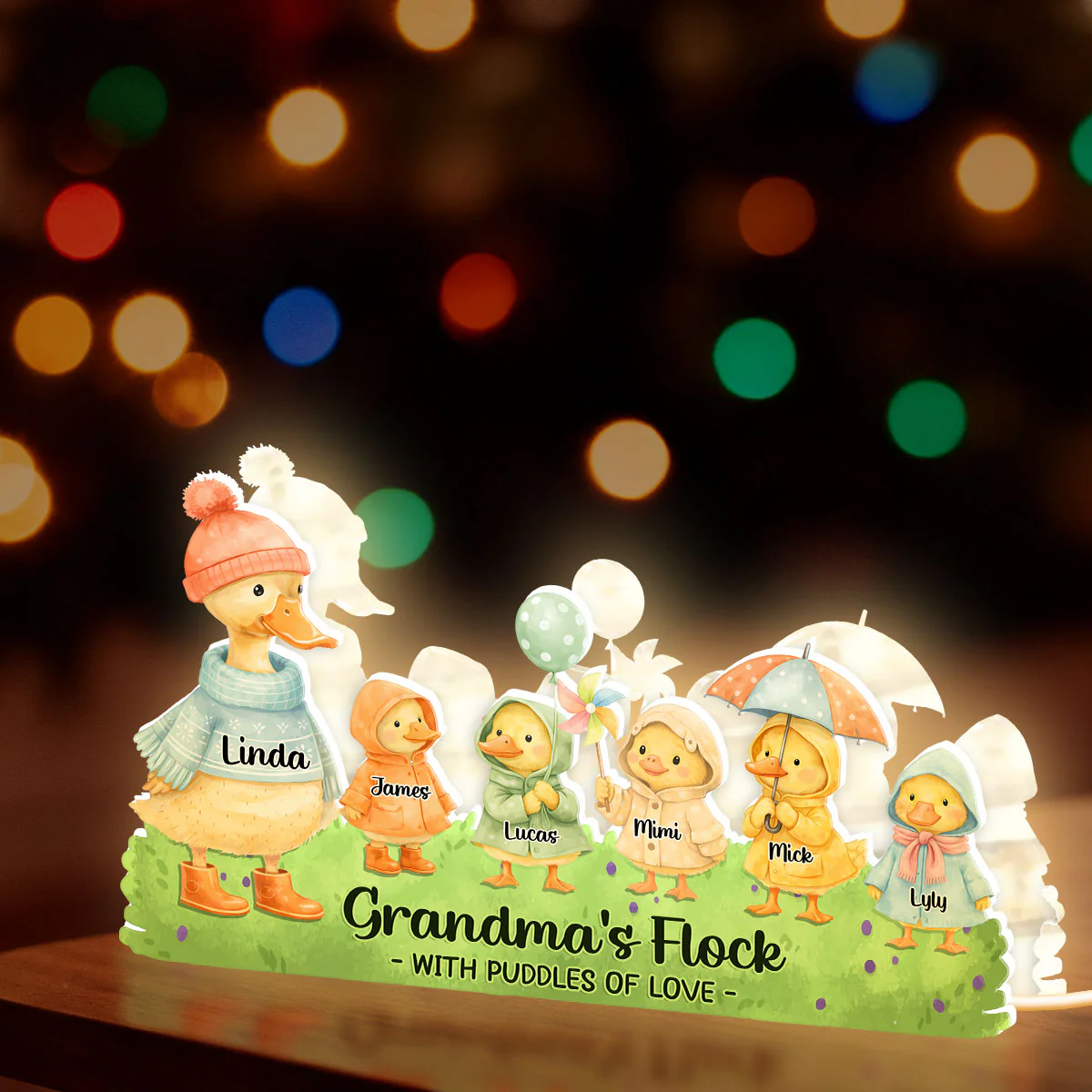Grandma's Flock With Puddles Of Love - Personalized Light Box - Image 5