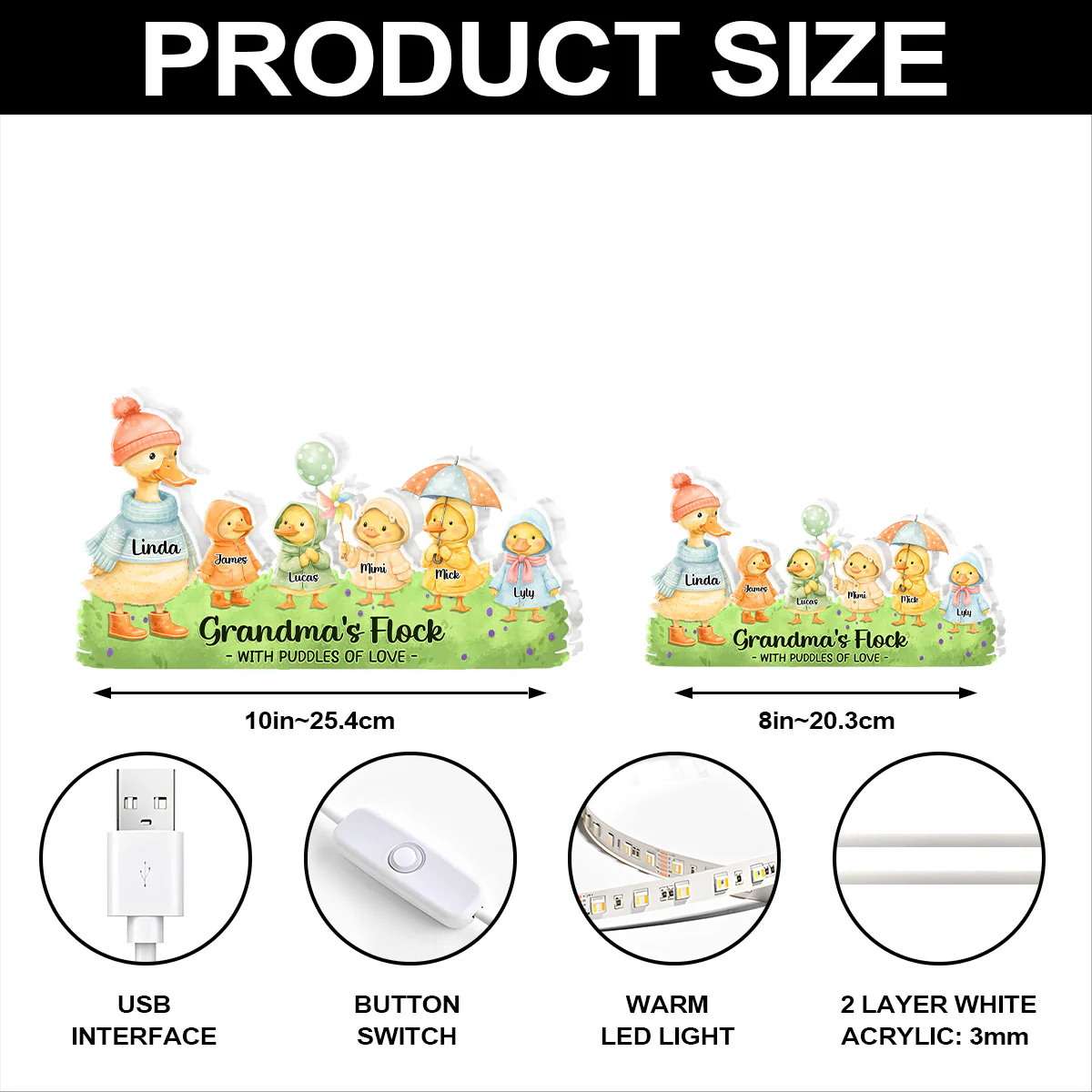Grandma's Flock With Puddles Of Love - Personalized Light Box - Image 6