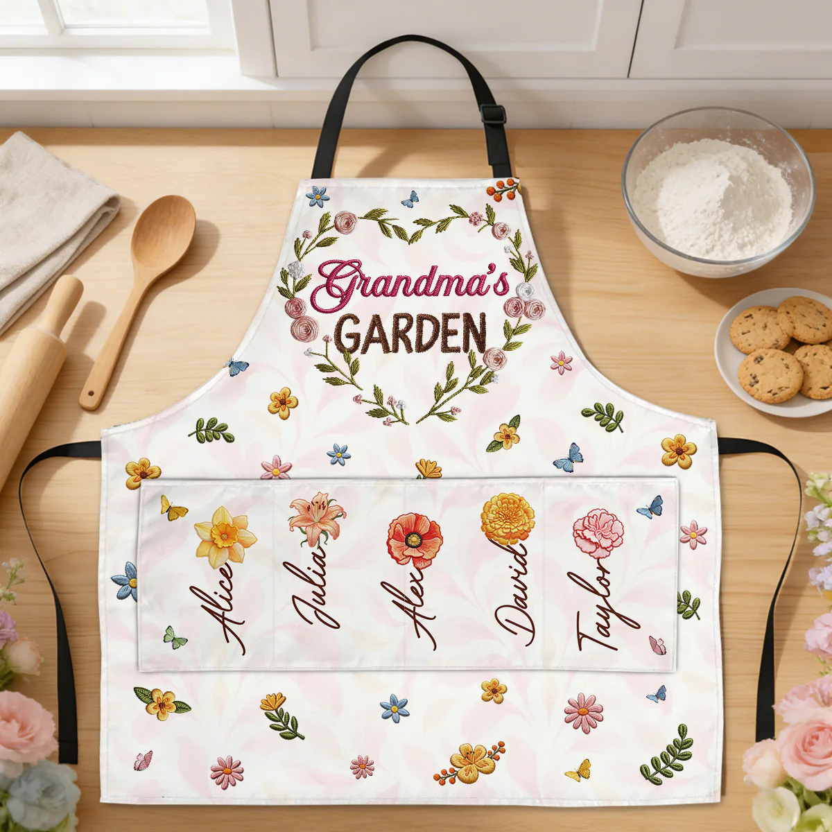 Grandma's Garden - Personalized Apron With Pocket