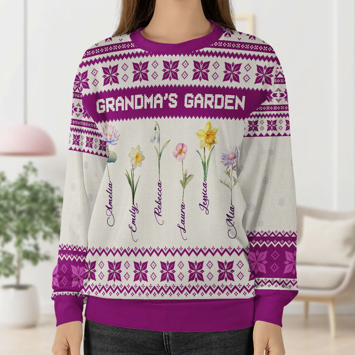 Grandma's Garden - Personalized Wool Sweater - Image 4