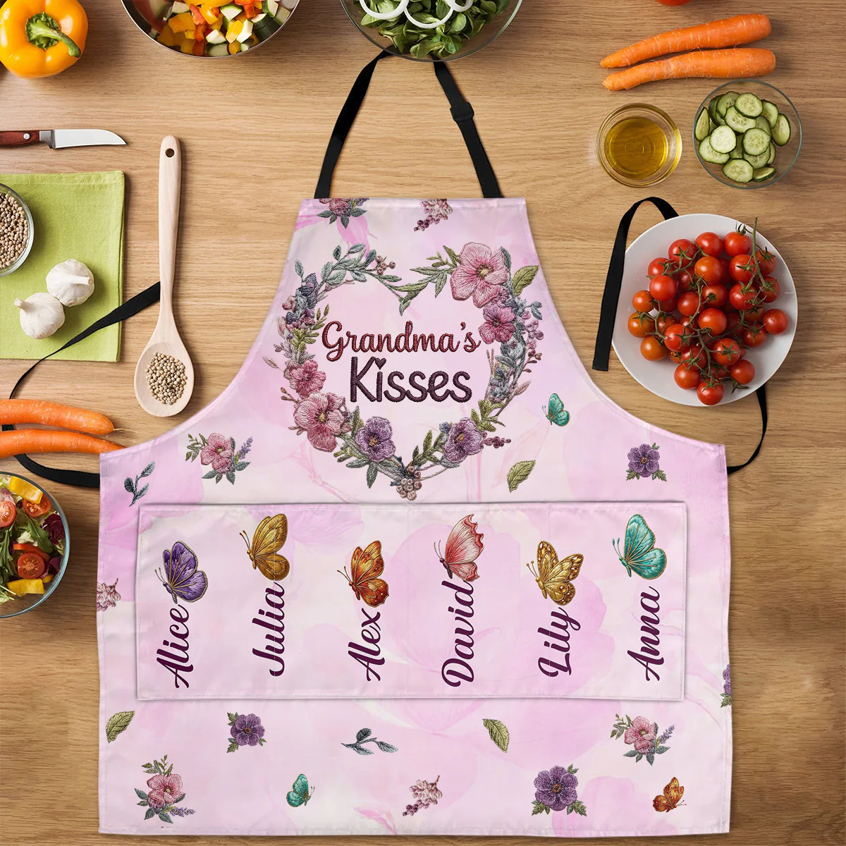 Grandma's Kisses - Personalized Apron With Pocket
