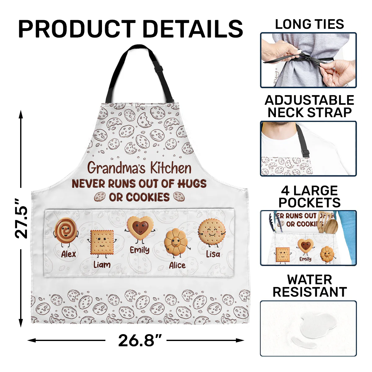Grandma's Kitchen - Personalized Apron With Pocket - Image 5