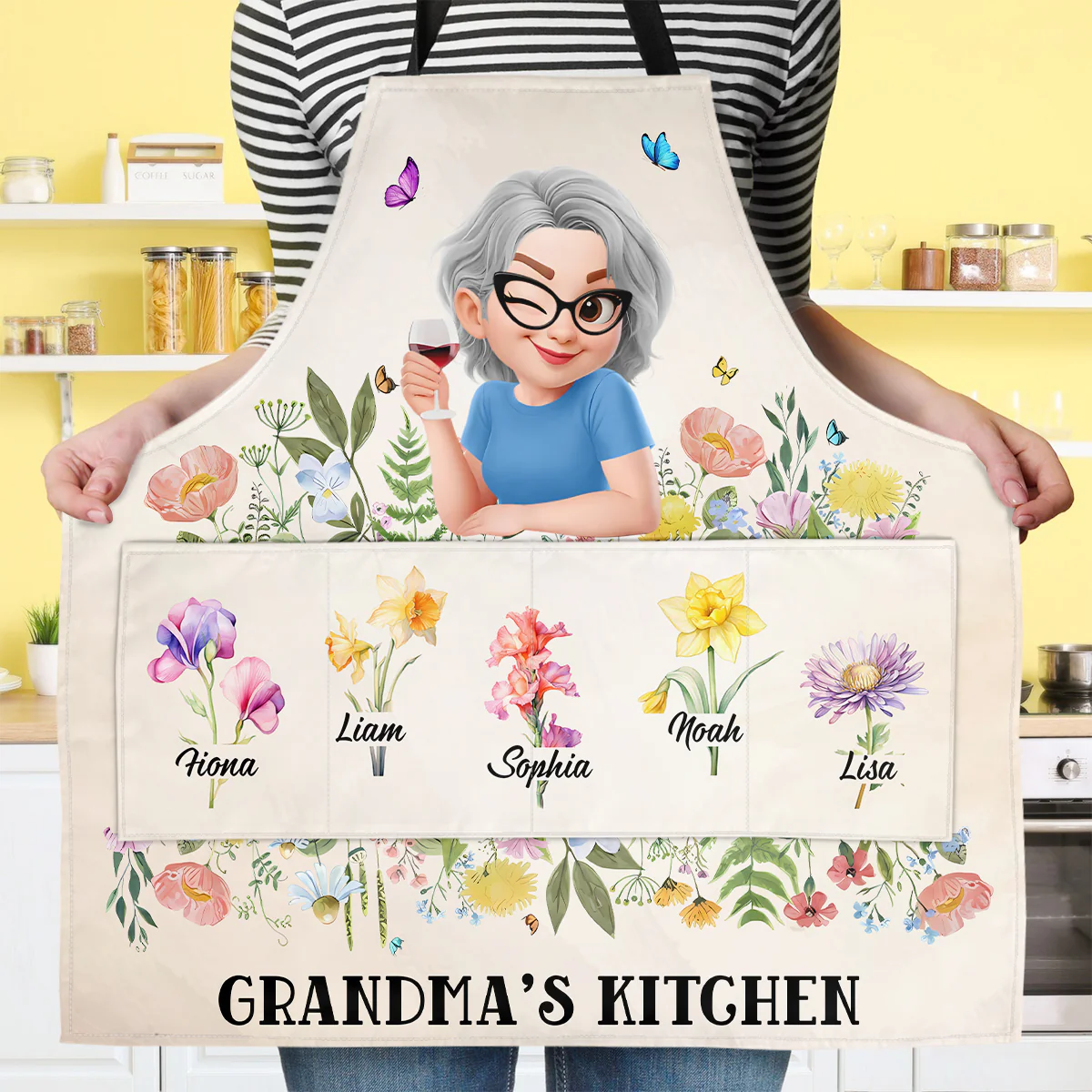 Grandma's Kitchen - Personalized Apron With Pocket - Image 3