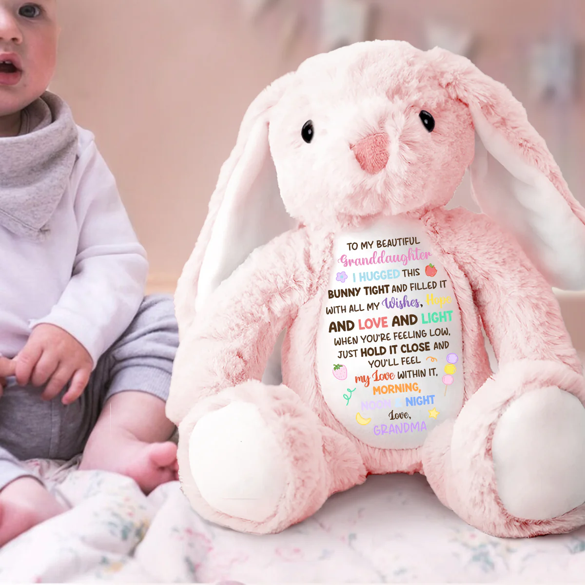 Grandma's Love Hug - Personalized Stuffed Bunny - Image 2