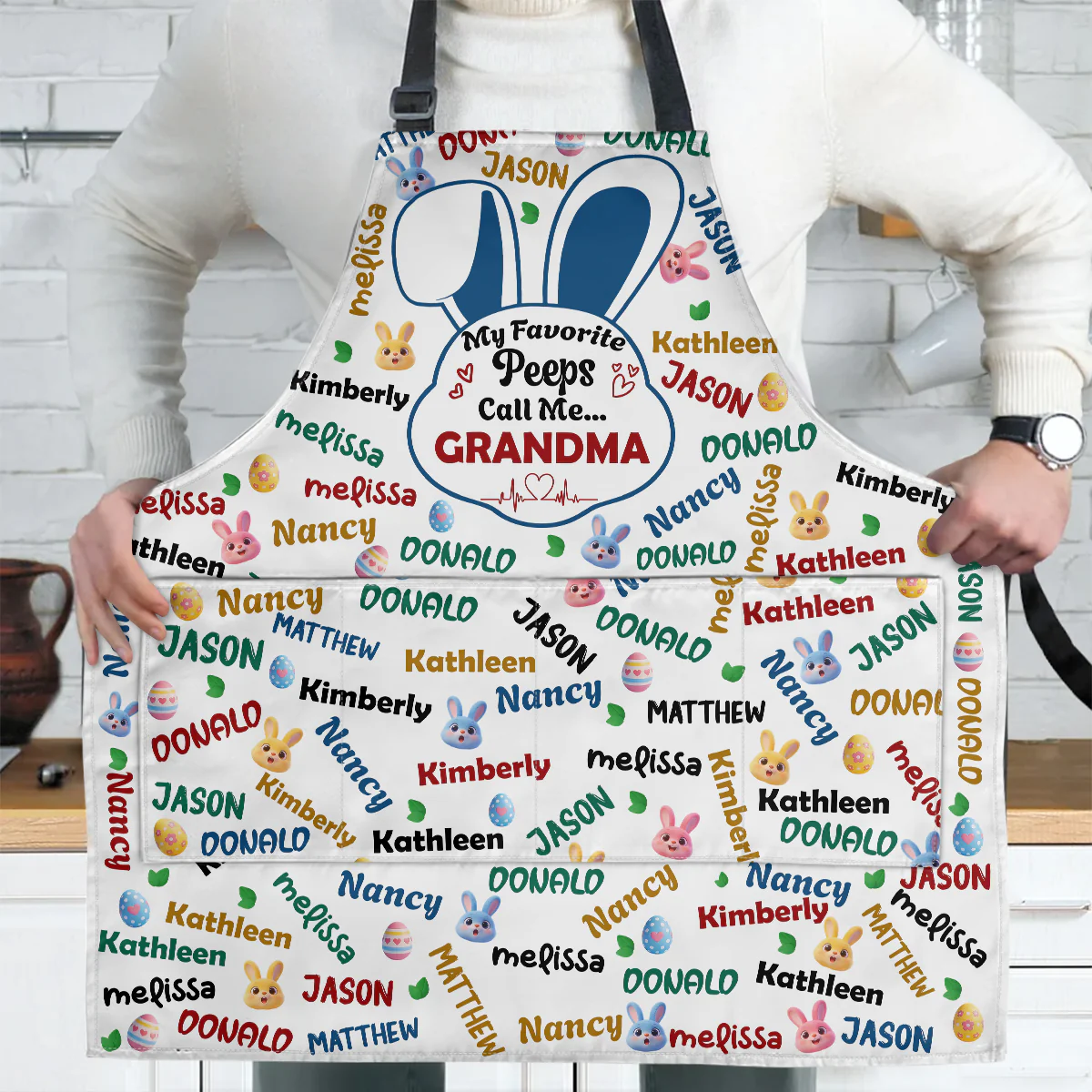 Grandma's Peeps - Personalized Apron With Pocket - Image 3
