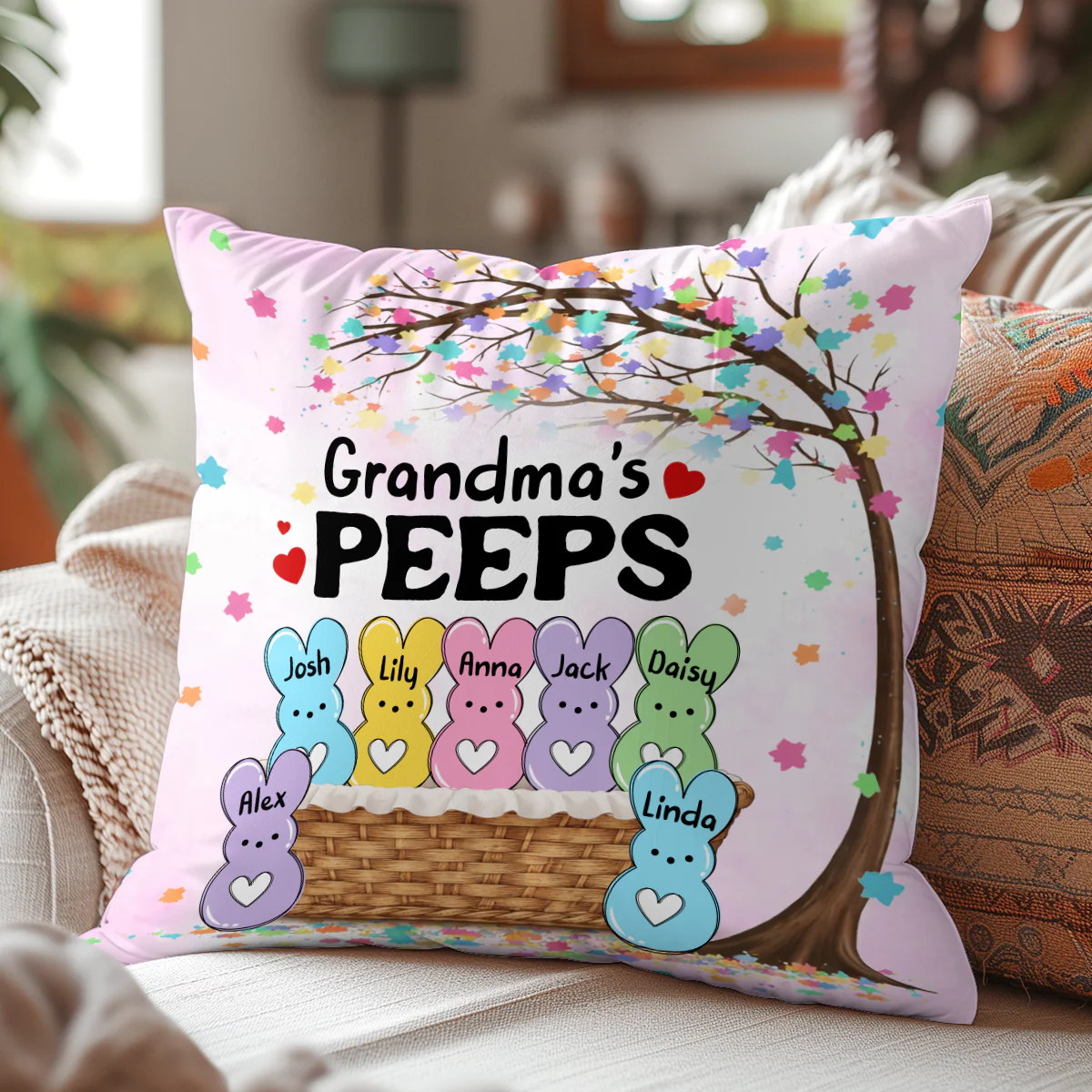 Grandma's Peeps - Personalized Crystal Velvet Pillow