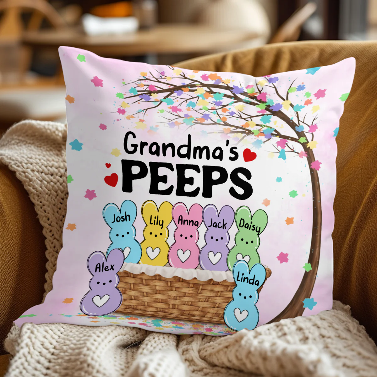 Grandma's Peeps - Personalized Crystal Velvet Pillow - Image 2